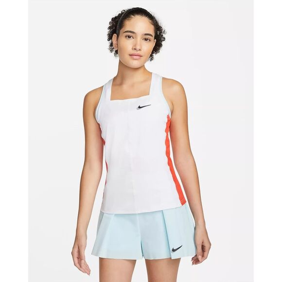 NIKE women's Large TENNIS COURT COURT SLAM TANK DR6795-100 white red - Picture 1 of 12